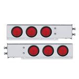 3-3/4" Bolt Pattern SS Spring Loaded Bar w/6X 4" 10 LED Lights -Red LED & Lens