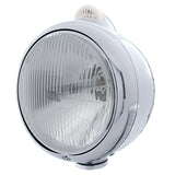 Stainless Steel Guide 682-C Headlight H4 w/ White LED & Dual Mode LED Signal - Clear Lens