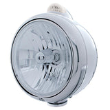 Stainless Steel Guide 682-C Headlight H4 w/ White LED & Dual Mode LED Signal - Clear Lens