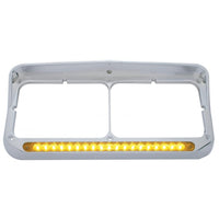 Sequential LED Rectangular Dual Headlight Bezel (Driver) - Amber LED/Clear Lens