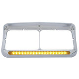 Sequential LED Rectangular Dual Headlight Bezel (Driver) - Amber LED/Clear Lens