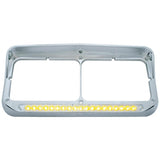 Sequential LED Rectangular Dual Headlight Bezel (Driver) - Amber LED/Clear Lens