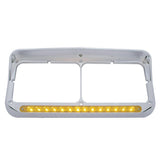 Sequential LED Rectangular Dual Headlight Bezel (Driver) - Amber LED/Clear Lens