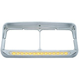 Sequential LED Rectangular Dual Headlight Bezel (Driver) - Amber LED/Clear Lens