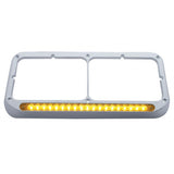 Sequential LED Rectangular Dual Headlight Bezel (Driver) - Amber LED/Clear Lens