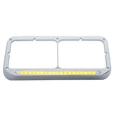 Sequential LED Rectangular Dual Headlight Bezel (Driver) - Amber LED/Clear Lens