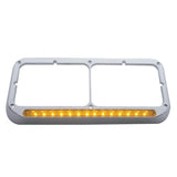 Sequential LED Rectangular Dual Headlight Bezel (Driver) - Amber LED/Clear Lens