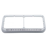 Sequential LED Rectangular Dual Headlight Bezel (Driver) - Amber LED/Clear Lens