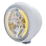 Chrome Guide 682-C Style Headlight H4 Bulb w/34 Amber LED