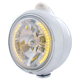 Chrome Guide 682-C Headlight H4 w/ White LED & Dual Mode LED Signal - Clear Lens