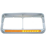 Sequential LED Rectangular Dual Headlight Bezel (Driver) - Amber LED/Clear Lens