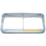 Sequential LED Rectangular Dual Headlight Bezel (Driver) - Amber LED/Clear Lens