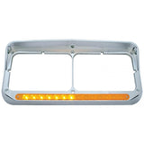 Sequential LED Rectangular Dual Headlight Bezel (Driver) - Amber LED/Clear Lens