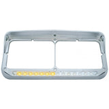 Sequential LED Rectangular Dual Headlight Bezel (Driver) - Amber LED/Clear Lens