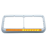 Sequential LED Rectangular Dual Headlight Bezel (Driver) - Amber LED/Clear Lens