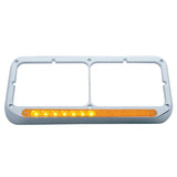 Sequential LED Rectangular Dual Headlight Bezel (Driver) - Amber LED/Clear Lens