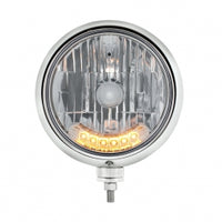 Chrome Guide Headlight H4 Bulb w/ 6 Amber LED