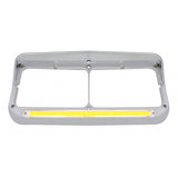 Sequential LED Rectangular Dual Headlight Bezel (Driver) - Amber LED/Clear Lens