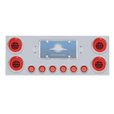 SS Rear Center Panel w/6X 21 LED 4" "GLO" Light & 6X 9 LED 2" "GLO" Light & Bezel-Red LED/Clear Lens