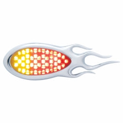 51 LED Duo "Inferno" Auxiliary/Utility Light w/ Flame Bezel - Red+Amber LED/Clear Lens