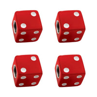 Red Dice Valve Caps W/ White Dots (4 Pack)