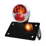 Tail Light w/ Red Glass Lens w/ Black Bobber Style Horizontal Bracket