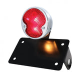 Tail Light w/ Red Glass Lens w/ Black Bobber Style Horizontal Bracket