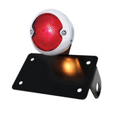 Tail Light w/ Red Glass Lens w/ Black Bobber Style Horizontal Bracket