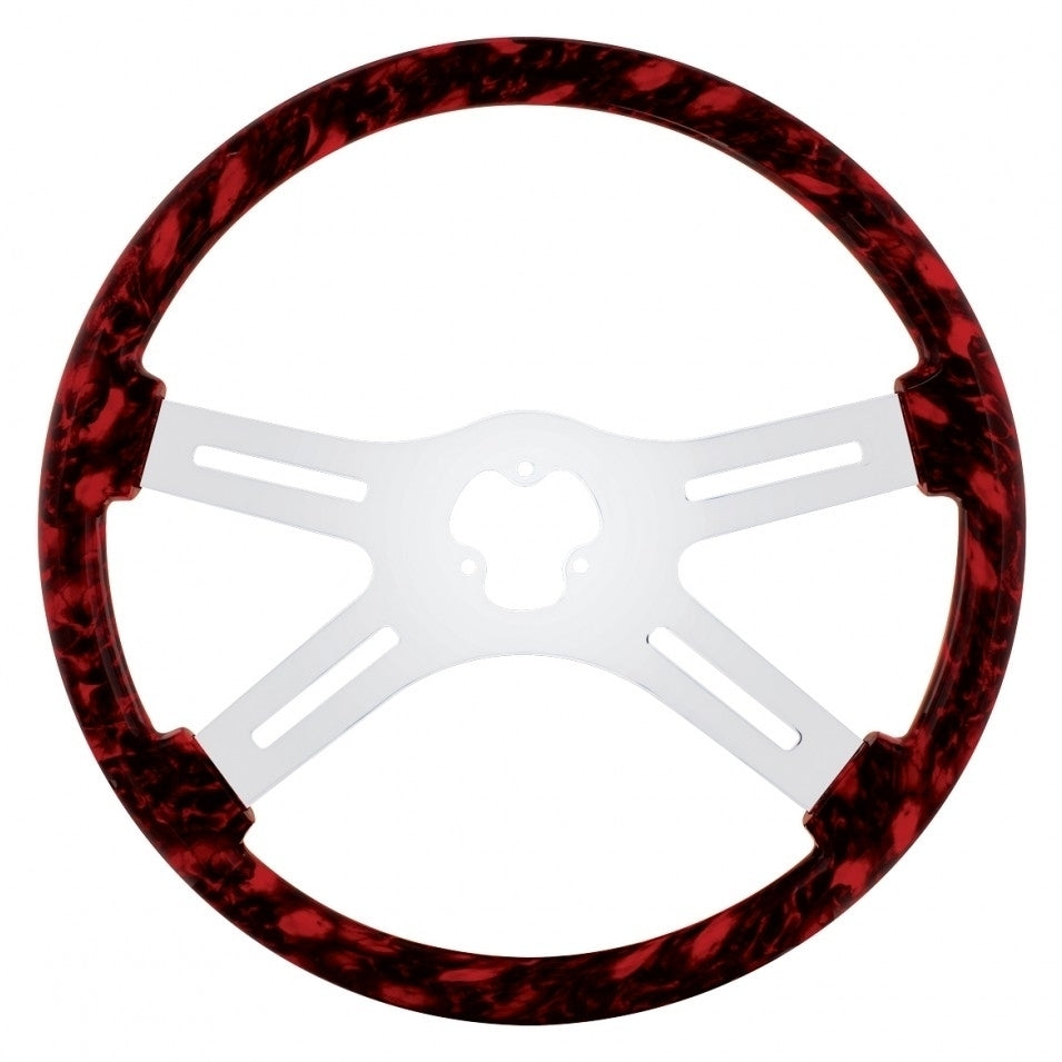 18 4 Spoke Skull Steering Wheel With Matching Skull Horn Bezel - White 18 4 Spoke Skull Steering Wheel With Matching Skull Horn Bezel - White